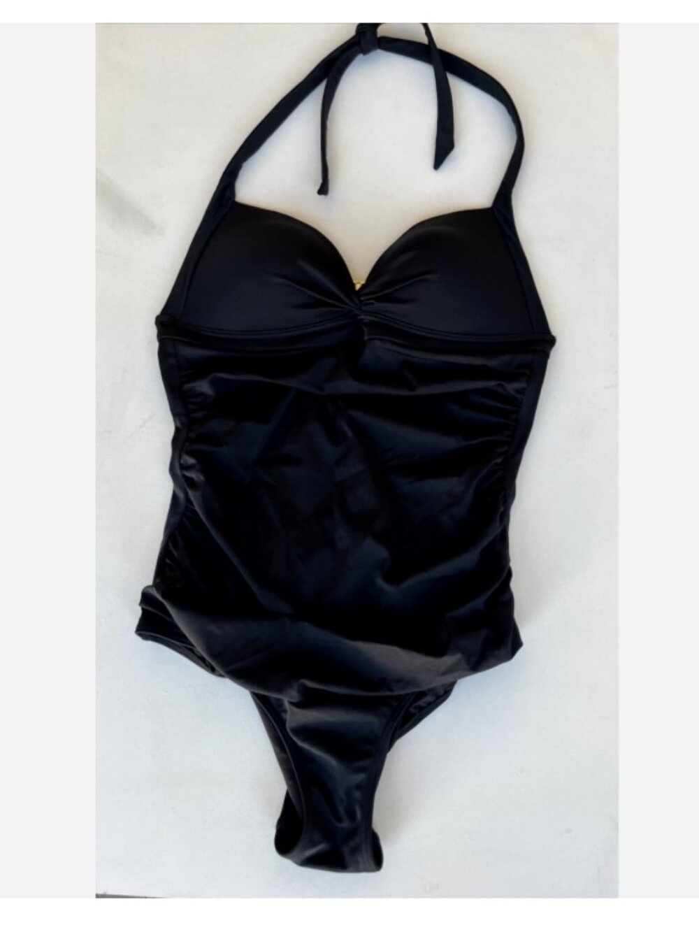 VICTORIAS SECRET Black One Piece Swimsuit Halter Tie Cut out Back Padded Size M